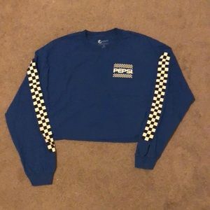 Blue Checkered Pepsi Long Sleeve T-Shirt size XL